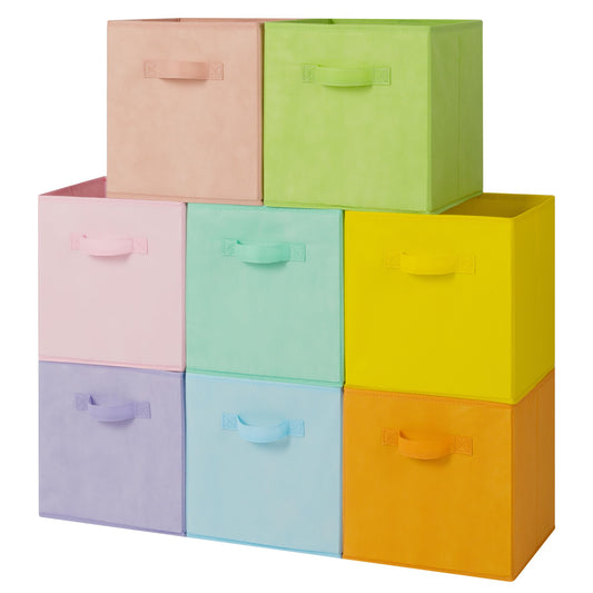 Fabric Storage Bins, 8 Pack Storage Cube Bins, 11 Inch Colored Storage Cube Organizer, Storage Organizer, Collapsible Storage Baskets for Clothes, Closet, Shelves, Colour